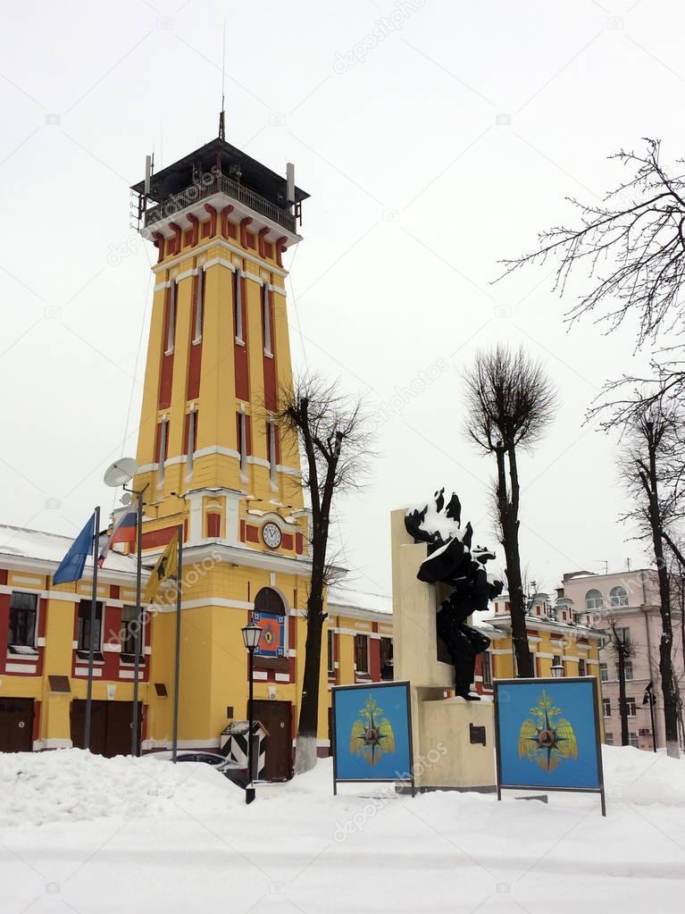 Yaroslavl, Russia, on 30 January 2018. Fire tower. EMERCOM of Ru