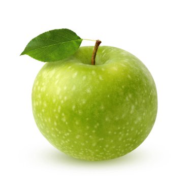 Yeşil elma yaprağı, üzerinde beyaz izole