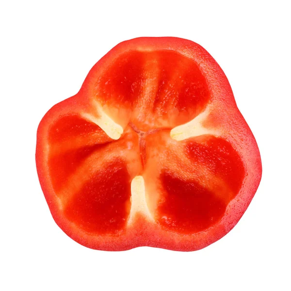 Rote Paprika isoliert auf weißem Hintergrund. ein halbes Gemüse. — Stockfoto
