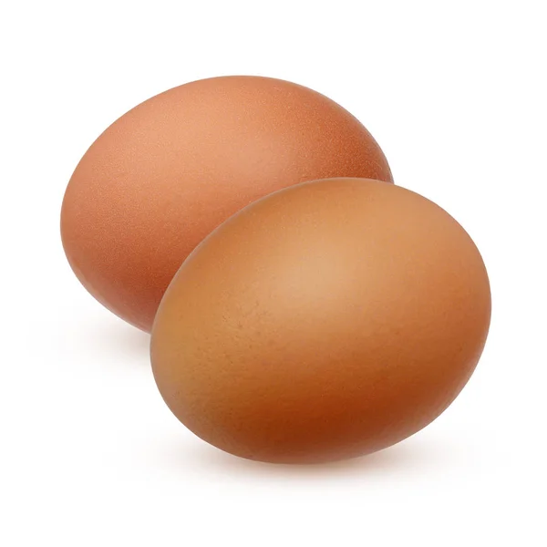 Dois ovos de galinha isolados em fundo branco. — Fotografia de Stock