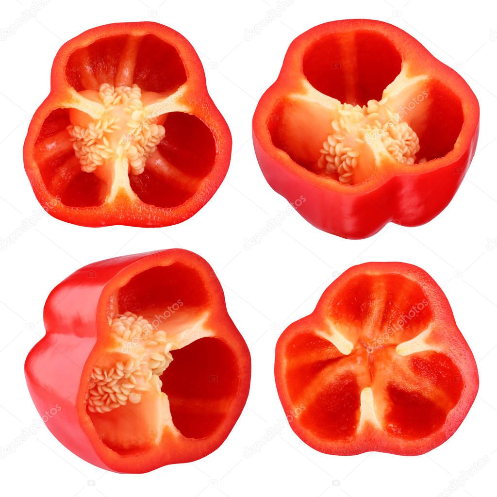 sweet red pepper isolated on white background.