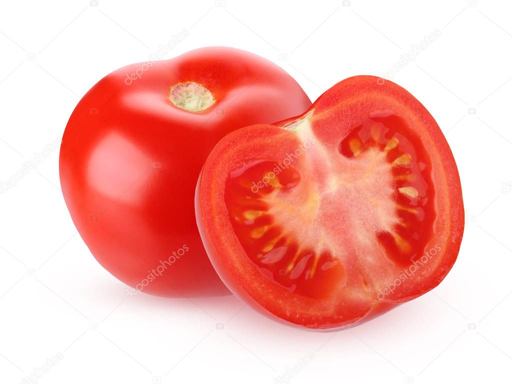 Red tomatoes isolated on white background
