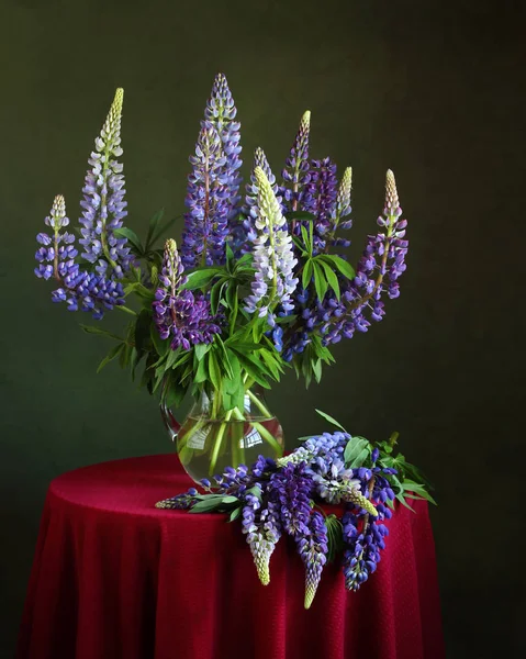 Lupines 在玻璃罐子里. — 图库照片