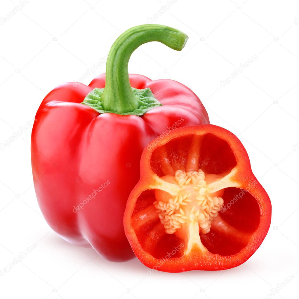 Red bell pepper, isolated on a white background.