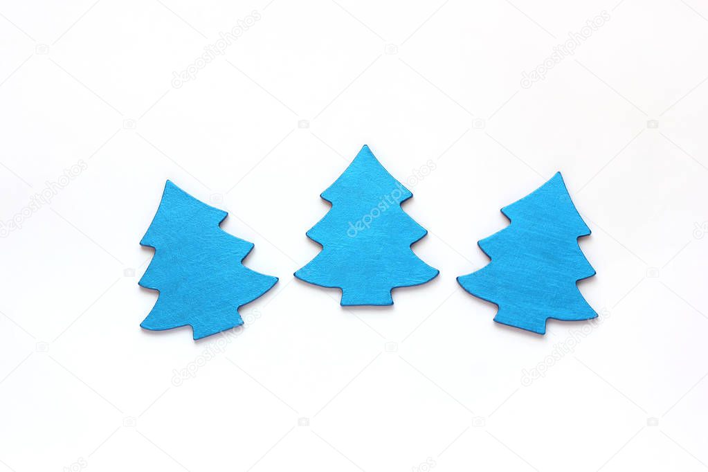 Christmas composition of blue Christmas trees
