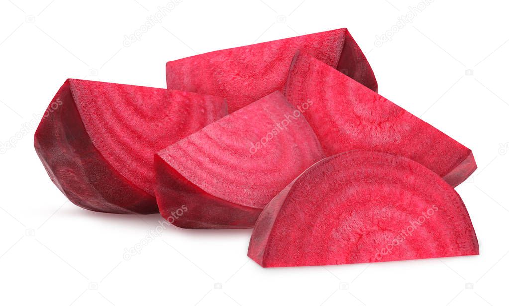 peeled beets isolated on a white background with a clipping path