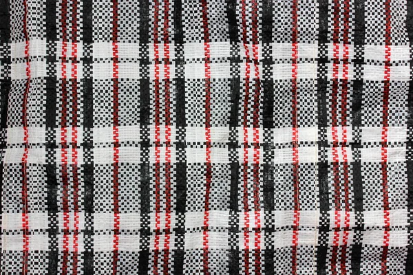 Plaid bag. Chinese braided material.  background, striped backdr — Stock Photo, Image