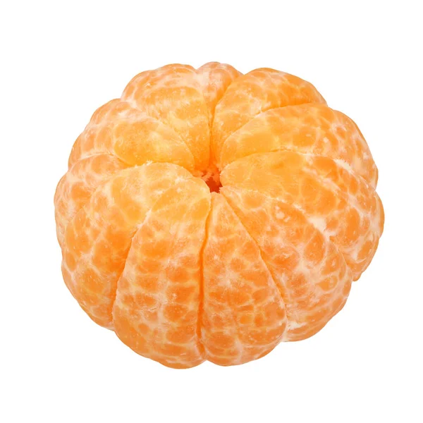 白い背景にひとつの皮のない北京語が孤立した 皮をむいた柑橘類 — ストック写真