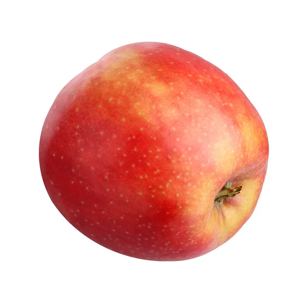 Jeden Czerwony Błyszczący Apple Izolowane Białym Tle — Zdjęcie stockowe