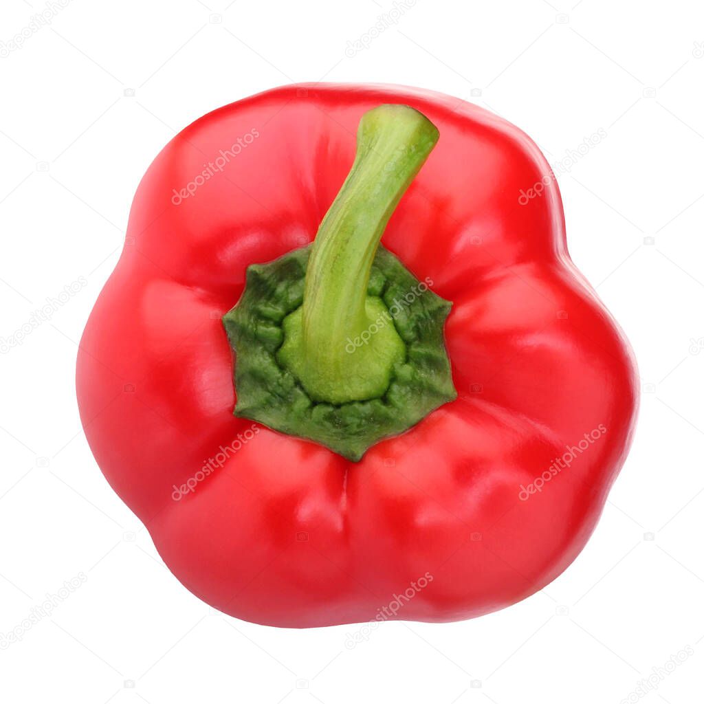 red sweet bell pepper isolated on white background. one whole vegetables.