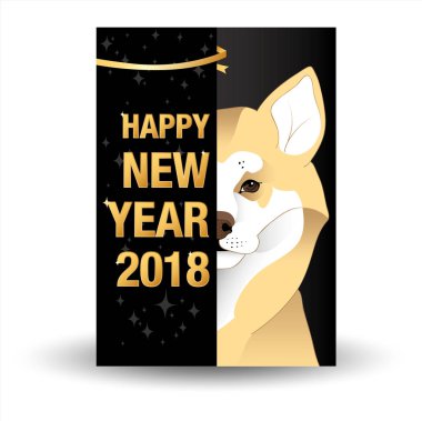 Yeni yıl sarı köpek sembolü 2018 kartpostal