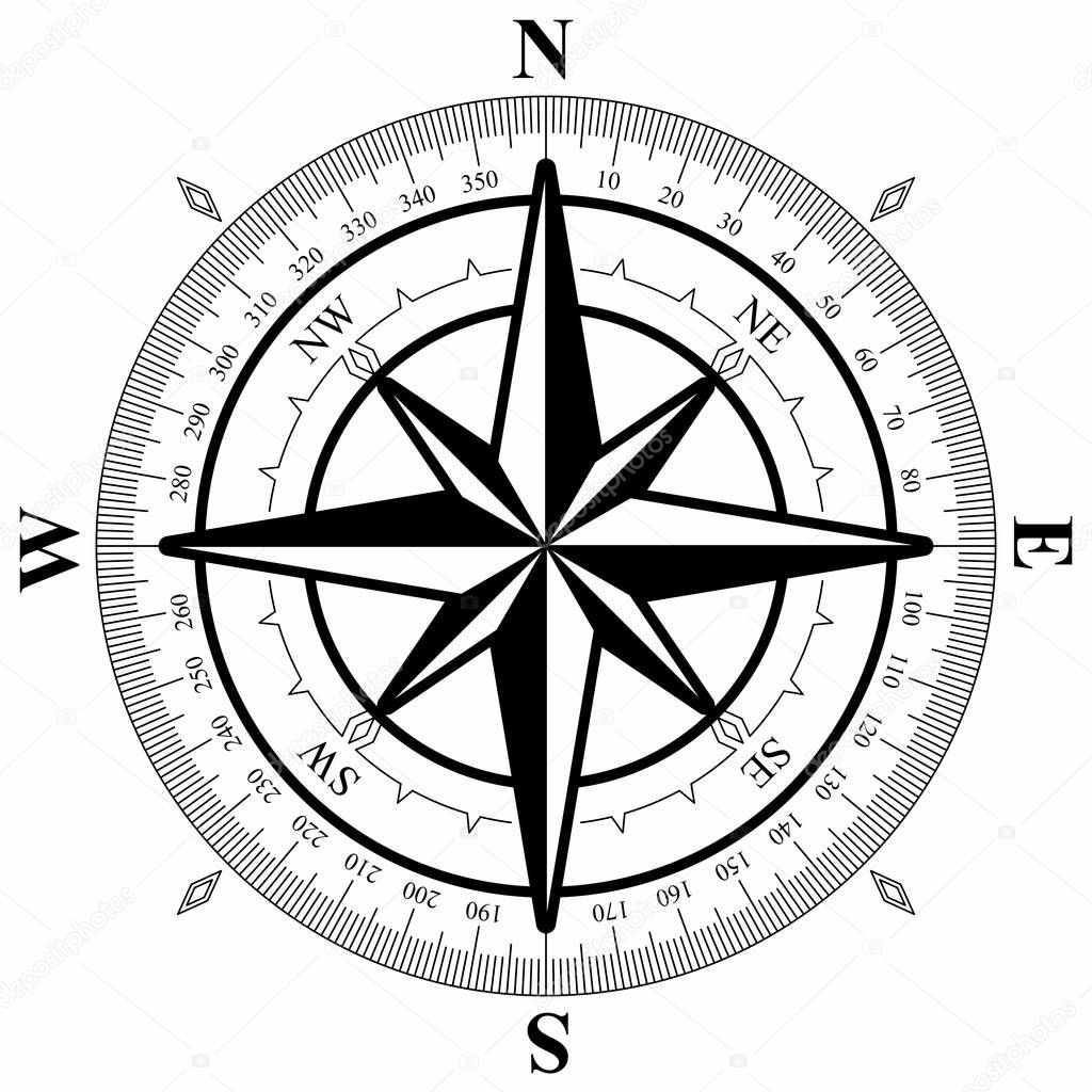 Wind rose  black-and-white