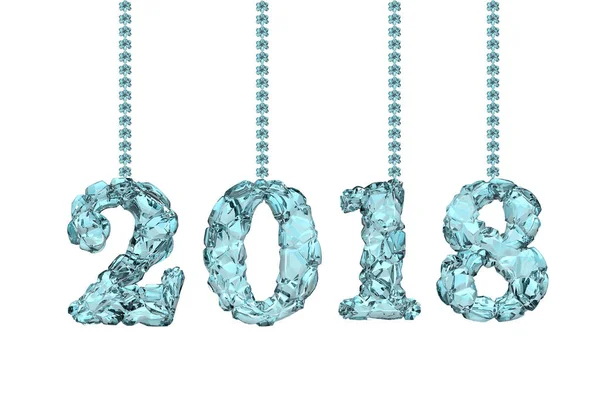 Šťastný nový rok 2018, vykreslování 3d objektů — Stock fotografie