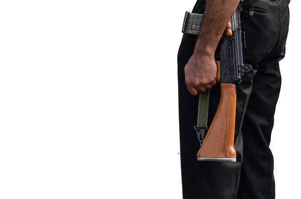 Uomo della sicurezza con AK-47 — Foto Stock