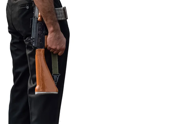 Безпеки людини з АК-47 — стокове фото