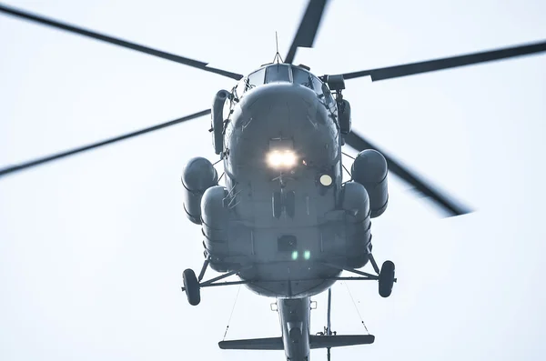 Helicopter flying in mid sky — Stock Photo, Image