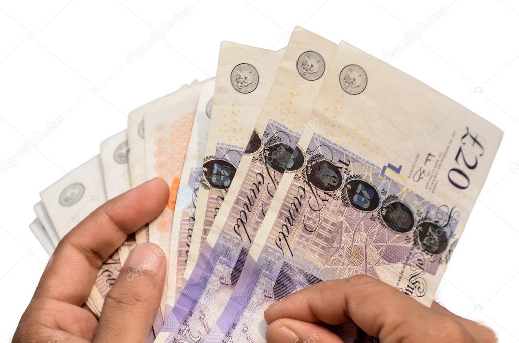 British money in white