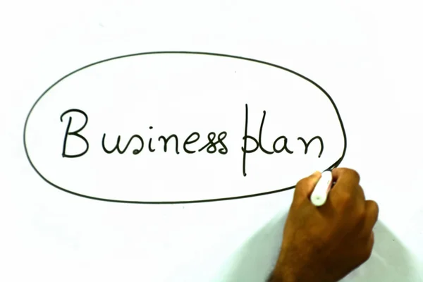 Plano Negócios Está Escrito Quadro Branco — Fotografia de Stock