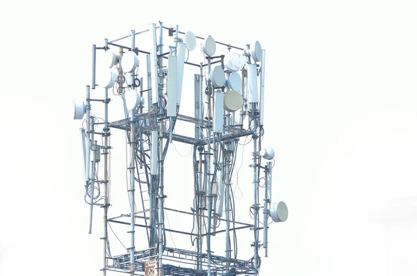 Antenna Del Telefono Cellulare Vicino Contro Sfondo Bianco — Foto Stock