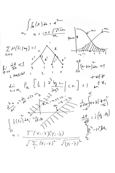 在白色的数学方程 — 图库照片