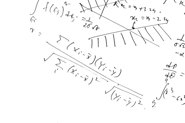Математические уравнения в белом — стоковое фото
