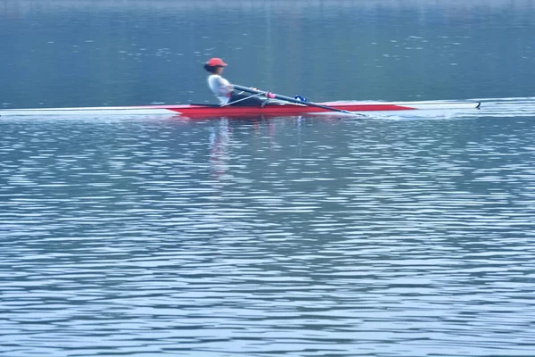 Rowing Kayak Lake Practice — Stock Photo, Image