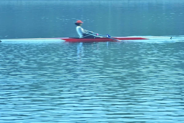 Rowing Kayak Lake Practice — Stock Photo, Image