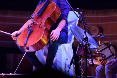 Canlı performans sahnesinde keman çalmak