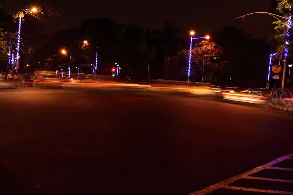 Long Exposure Moving Car Light — Stock Photo, Image