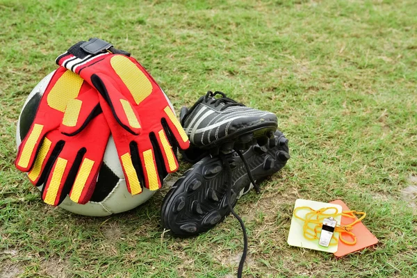 football equipment on field