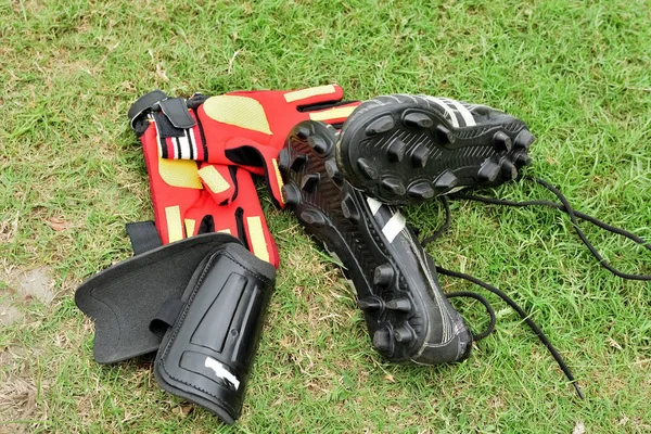 football equipment on football field