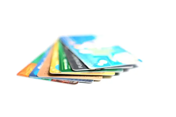 Zestaw Kart Kredytowych Białym Tle — Zdjęcie stockowe