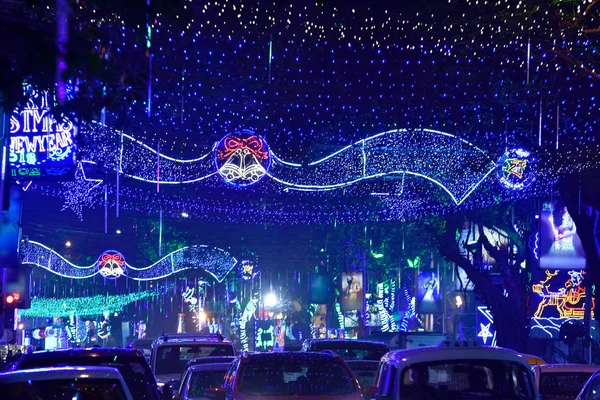 Durante Rua Natal Foi Decorado Por Luz Led — Fotografia de Stock
