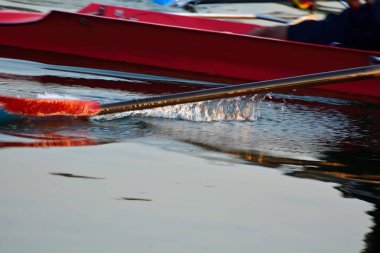Adamın kürek kayık yakın çekim