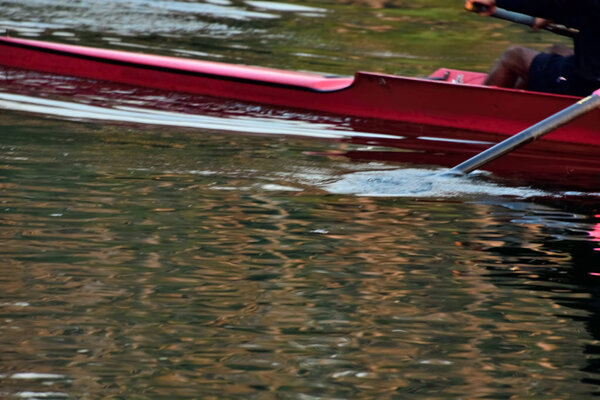 Close up of man's rowing kayak