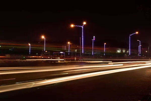 Car Light Trails City Street Night — Stock Photo, Image