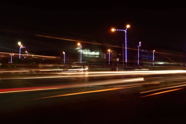 Car Light Trails City Street Night — Stock Photo, Image