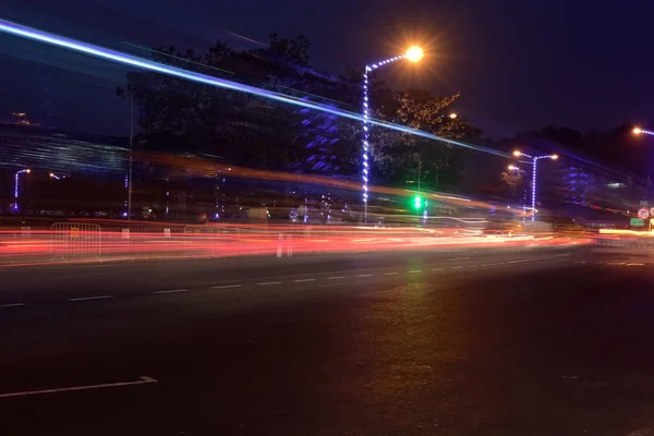 Car Light Trails City Street Night — Stock Photo, Image