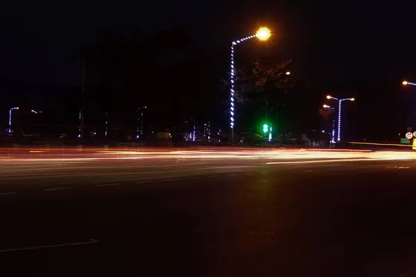 Car Light Trails City Street Night — Stock Photo, Image