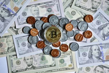 Bitcoin dolar arka plan üzerinde 