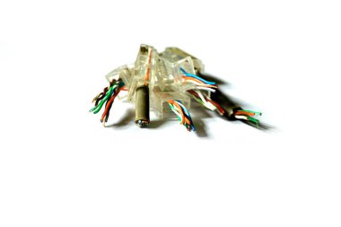 Rj-45 bağlayıcılarıyla birlikte Ethernet yama kordonlar 
