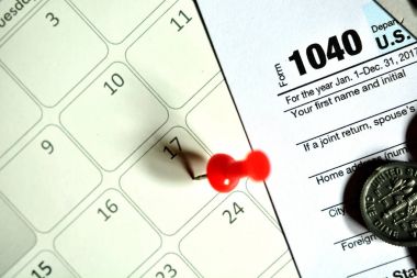 Tax day for 2017 returns is April 17, 2018 clipart