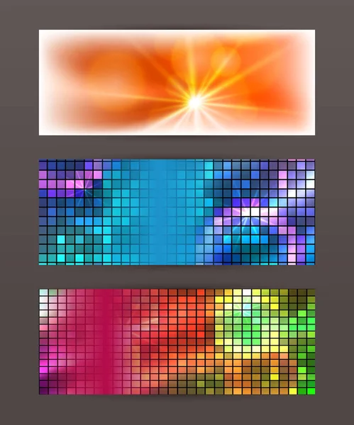 Set Horizontal banner design element background glow abstract sh — Stock Vector