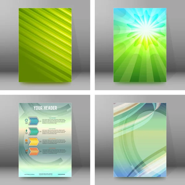 Set of glow theme brochure cover page A4 format08 — Stock Vector