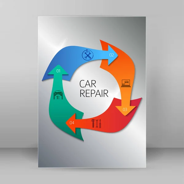 Car services cover page booklet report format A4 arrow concept02 — Stock Vector