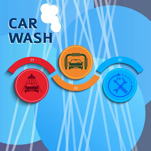 Plantilla de folleto presentada de pasos de concepto de servicio de lavado de coches02 — Vector de stock