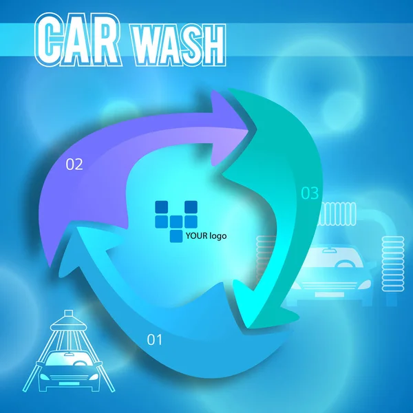 Service de lavage de voiture étapes de concept présenté flyer template04 — Image vectorielle
