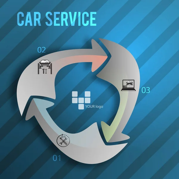 Konzept Auto Dienstleistungen Schritte Präsentation Vorlage flyer02 — Stockvektor