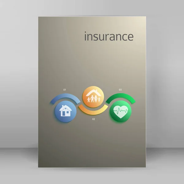 Servicios de seguros cubren concepto página A4 folleto — Archivo Imágenes Vectoriales