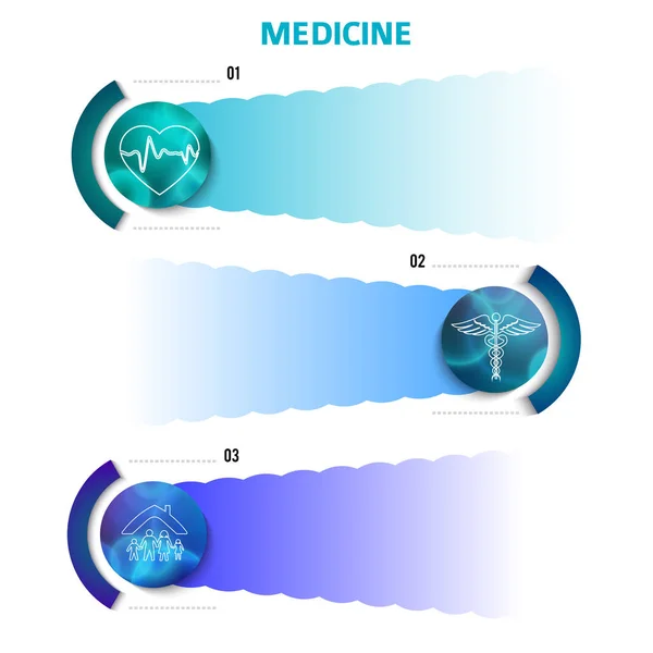 Medicíny koncept horizontální banner paprsků prezentace — Stockový vektor